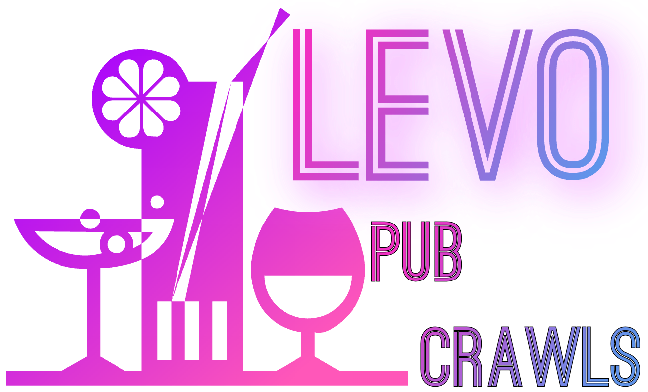 LevoPubcrawls logo in symbolic shades of pink